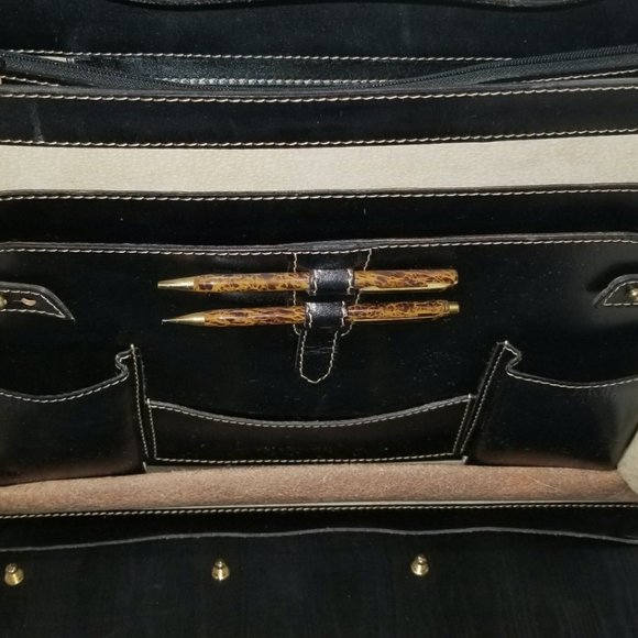 Rare "Aged" Vintage Hi-End Unused Executive/Lawyer Lorenzo Leather Briefcase - Picture 13 of 15